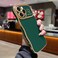 LCHULLE for iPhone 15 Pro Max Case for Women Girls Cute Wave Frame Curly Shape with Love Heart Raised Camera Protection Cover Luxury Plating Shockproof Phone Case for iPhone 15 Pro Max Dark Green