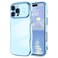 LCHULLE for iPhone 16 Pro Case for Women Girls Cute Wave Frame Curly Shape with Love Heart Pattern Raised Camera Protection Cover Luxury Plating Shockproof Phone Case for iPhone 16 Pro Baby Blue