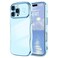 LCHULLE for iPhone 16 Pro Case for Women Girls Cute Wave Frame Curly Shape with Love Heart Pattern Raised Camera Protection Cover Luxury Plating Shockproof Phone Case for iPhone 16 Pro Baby Blue