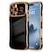 LCHULLE for iPhone 16 Pro Case for Women Girls Cute Wave Frame Curly Shape with Love Heart Pattern Raised Camera Protection Cover Luxury Plating Shockproof Phone Case for iPhone 16 Pro Black