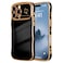 LCHULLE for iPhone 16 Pro Case for Women Girls Cute Wave Frame Curly Shape with Love Heart Pattern Raised Camera Protection Cover Luxury Plating Shockproof Phone Case for iPhone 16 Pro Black