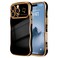LCHULLE for iPhone 16 Pro Max Case for Women Girls Cute Wave Frame Curly Shape with Love Heart Pattern Raised Camera Protection Cover Luxury Plating Shockproof Phone Case for iPhone 16 Pro Max Black