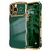 LCHULLE for iPhone 16 Pro Max Case for Women Girls Cute Wave Frame Curly Shape with Love Heart Raised Camera Protection Cover Luxury Plating Shockproof Phone Case for iPhone 16 Pro Max Dark Green