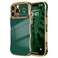 LCHULLE for iPhone 16 Pro Max Case for Women Girls Cute Wave Frame Curly Shape with Love Heart Raised Camera Protection Cover Luxury Plating Shockproof Phone Case for iPhone 16 Pro Max Dark Green