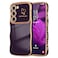 LCHULLE for Samsung Galaxy S23 Case for Women Girls Cute Wave Frame Curly Shape with Love Heart Raised Camera Protection Cover Luxury Plating Shockproof Phone Case for Galaxy S23 5G Dark Purple
