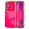 LCHULLE for Samsung Galaxy S23 FE Case for Women Girls Cute Wave Frame Curly Shape with Love Heart Raised Camera Protection Cover Luxury Plating Shockproof Phone Case for Galaxy S23 FE Hot Pink