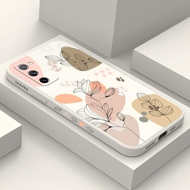 LEECG for Samsung Galaxy S20 FE Case Flower Pattern Soft Silicone Microfiber Lining Side Creative Design for Samsung S20 FE Phone Cover Morandi Rice White