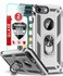 LeYi Compatible for 876s6 Case 2 Pack Silver Cellular Phone Case with Tempered Glass Screen Protector Kickstand Ring