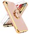 LeYi for iPhone XR Case with Tempered Glass Screen Protector 2 Pack 360 Rotatable Ring Holder Magnetic Kickstand Plating Rose Gold Edge for iPhone 10 XR Case Pink
