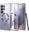 GolbinBox Magnetic Case Compatible with Samsung Galaxy S25 UltraCompatible with MagSafeFull Camera ProtectionScreen Protector Shockproof Plating Clear Phone Cover for Galaxy S25 UltraDark PurpleClear