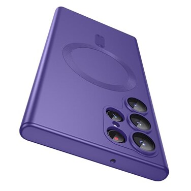 MAKAVO Matte for Samsung Galaxy S22 Ultra Case Compatible with MagSafe Slim Thin Magnetic Cover with Builtin Camera Lens Protector Shockproof Phone Shell Purple