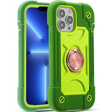 MARKILL Compatible with iPhone 13 Pro Max Case 67 Inch with Ring Stand HeavyDuty Military Grade Shockproof Phone Kids Cover for iPhone 13 Pro Max Avocado