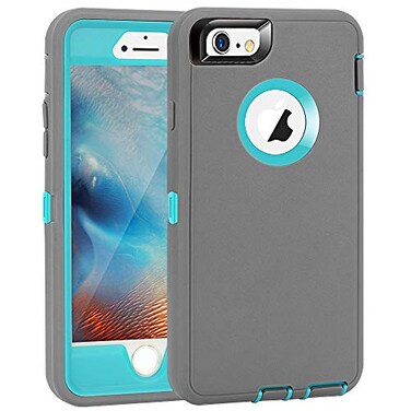 MAXCURY Compatible with iPhone 6 Plus Case Heavy Duty Shockproof Case for iPhone 6S Plus 55 with Builtin Screen Protector GrayLt Blue