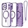 Meifigno Candy Mag Series Case Designed for iPhone 15 Pro Compatible with MagSafe Glitter Card Wrist Strap Full Camera Lens Protection Designed for iPhone 15 Pro Case Women Girls Deep Purple