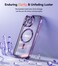 Meifigno Candy Mag Series Case Designed for iPhone 15 Pro Compatible with MagSafe Glitter Card Wrist Strap Full Camera Lens Protection Designed for iPhone 15 Pro Case Women Girls Deep Purple