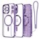 Meifigno Candy Mag Series Case Designed for iPhone 15 Pro Compatible with MagSafe Glitter Card Wrist Strap Full Camera Lens Protection Designed for iPhone 15 Pro Case Women Girls Deep Purple