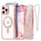 Meifigno Designed for iPhone 16 Pro Max Case 69 Glitter Card Wrist Strap Compatible with MagSafe 1X HD1X Privacy Screen Protectors Surround Lens Protection Designed for 16 ProMax Rose Gold
