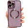MGQILING Compatible with iPhone 12 Pro Max Magnetic Glitter Case Luxury Plating Cute Bling Clear Phone Case Compatible with MagSafe for Women Girls with Camera Protector Back Cover Purple