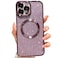 MGQILING Compatible with iPhone 12 Pro Max Magnetic Glitter Case Luxury Plating Cute Bling Clear Phone Case Compatible with MagSafe for Women Girls with Camera Protector Back Cover Purple