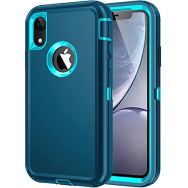 Mieziba for iPhone XR Case Heavy Duty Shockproof DustDrop Proof 3 Layer Full Body Protection Rugged Cover Case for Apple iPhone XR 61Turquoise