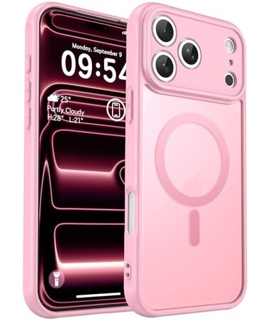 MOCCA Magnetic for iPhone 17 Pro Max Case Compatible with MagSafe 16FT Military Grade Drop Protection Full Camera Protection AntiFingerprint Matte Cover for Phone Automobile SpeakerphonesPink