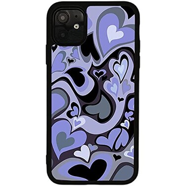 MOKENS Cute Phone Cases Purple Love Heart Cute Phone Case Slim Soft Protective Phone Case Compatible with iPhone 12 and 12 pro