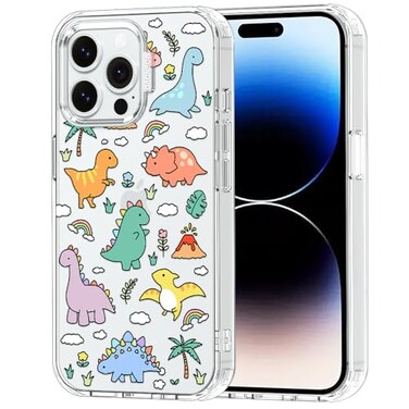 MOSNOVO for iPhone 14 Pro Max Case Military Grade 66ft Drop Tested Clear with Dinosaur Land Design