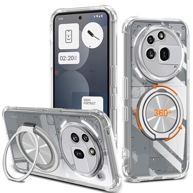 Nijiadi for Nothing Phone 3A Pro Phone Case 360 Rotatable Ring Holder KickstandStand Non Yellowing Transparent 4 Corners Shockproof Protective Cover Case for Nothing Phone 3A Pro Crystal Clear