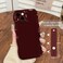 NITITOP Compatible with iPhone 14 Plus Case Cute Simple Wave Design Stylish Wavy Curly Frame with Wrist Adjustable Hand Strap Kickstand Grip Holder Soft Silicone Protective Cover Wine Red