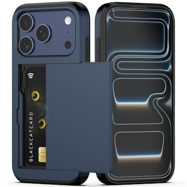 Nvollnoe Compatible with iPhone 17 Pro Case with Card Holder Dual Layer Heavy Duty Protective Shockproof Hidden Card Slot Slim Wallet Phone Case for WomenMen 63 inchBlue