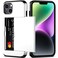 Nvollnoe for iPhone 14 Case with Card Holder Heavy Duty Protective Dual Layer Shockproof Hidden Card Slot Slim Wallet Case for iPhone 14 for WomenMenWhite