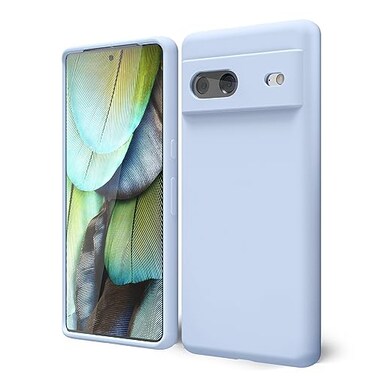 oakxco Oakxco for Google Pixel 7 Phone Case Liquid Silicone Cute Thin Slim Soft Rubber TPU Plain Smooth Gel Cover for Women Girl Aesthetic Matte Solid Protective Shockproof Grip Aqua Sky Baby Light Bl