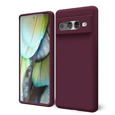 oakxco Oakxco for Google Pixel 7 Pro Phone Case Liquid Silicone Cute Thin Slim Soft Rubber TPU Plain Smooth Gel Cover for Women Girl Aesthetic Design Matte Solid Protective Shockproof Burgundy Plum Wi