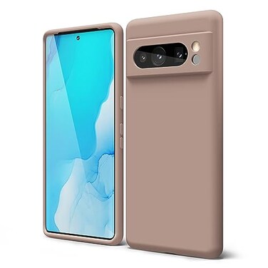 oakxco for Google Pixel 8 Pro Case Liquid Silicone Soft Rubber Gel Elegant Thin Slim TPU Matte Smooth Case with Camera Lens Cover for Women Girl Cute Brown Khaki