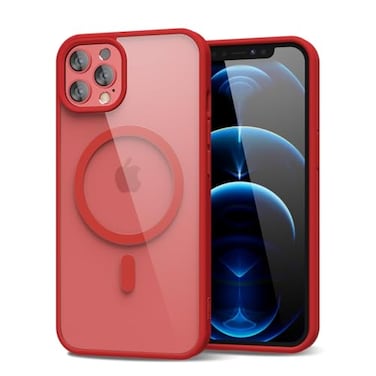 oakxco for iPhone 12 Pro Max Case Clear Magnetic Compatible with Magsafe Thin Slim Transparent Non Yellowing Hybrid Soft Silicone Bumper Hard Plastic Protective Cover for Women Red