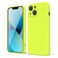 oakxco for iPhone 13 Mini Phone Case Liquid Silicone Fluorescent Bright Solid Color Cute Thin Slim Soft Rubber TPU Plain Smooth Gel Matte Protective Cover for Women Girl Aesthetic Neon Green Lime