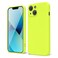 oakxco for iPhone 13 Mini Phone Case Liquid Silicone Fluorescent Bright Solid Color Cute Thin Slim Soft Rubber TPU Plain Smooth Gel Matte Protective Cover for Women Girl Aesthetic Neon Green Lime