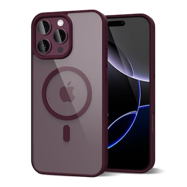 oakxco for iPhone 16 Pro Max Case Clear Magnetic Compatible with Magsafe Cute Thin Slim Transparent NonYellowing TPU Bumper Hard Shell Soft Silicone Mag Safe Phone Case for Women Burgundy Maroon