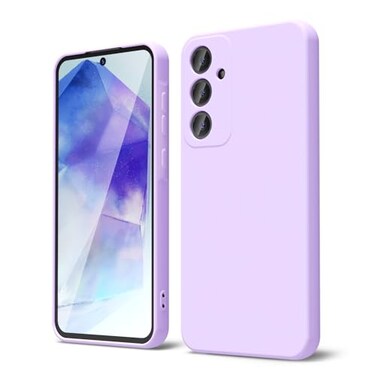 oakxco for Samsung Galaxy A55 5G Phone Case Liquid Silicone Cute Thin Slim Grip Soft Rubber Gel for Women Men Smooth Matte TPU Plain Solid Color Girly Simple Case with Camera Cover Purple Lavender