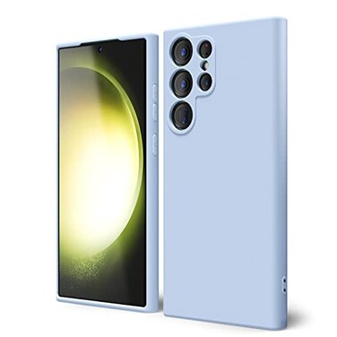 oakxco for Samsung Galaxy S23 Ultra Phone Case Liquid Silicone Cute Thin Slim Soft Rubber TPU Smooth Gel Cover for Women Girl Aesthetic Matte Solid Protective Shockproof Aqua Sky Baby Light Blue