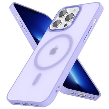 oakxco Magnetic Case for iPhone 13 Pro Max Phone Case Compatible with Magsafe Slim Thin Clear Hard Shell Plastic Silicone Rubber Transparent Cute Mag Safe Cover for Women Girls Purple Lavender