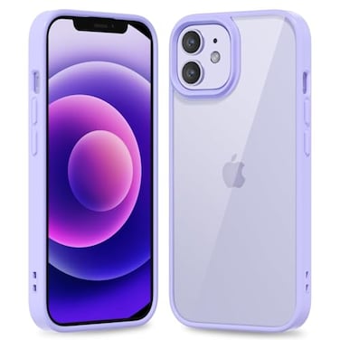 oakxco Thin Slim Clear case for iPhone 12 Mini Transparent Hybrid Hard Shell Plastic Soft Silicone Rubber Bumper NonYellow Acrylic Protective Lightweight Cover for Women Purple Lavender