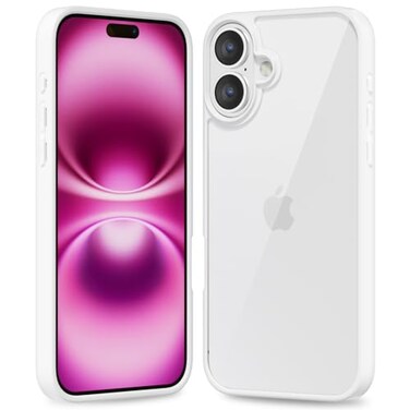 oakxco Thin Slim Clear case for iPhone 16 Plus Transparent Hybrid Hard Shell Plastic Soft Silicone Rubber Bumper NonYellow Acrylic Protective Lightweight Cover for Women White