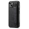 Omio Designed for iPhone 13 Leather Case with Stand Strap Wrist Strap Leather Back Cover Hard PC Shockproof Finger Grip Case for Men Women Girls Black