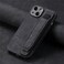 Omio Designed for iPhone 13 Leather Case with Stand Strap Wrist Strap Leather Back Cover Hard PC Shockproof Finger Grip Case for Men Women Girls Black