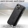 Omio Designed for iPhone 13 Leather Case with Stand Strap Wrist Strap Leather Back Cover Hard PC Shockproof Finger Grip Case for Men Women Girls Black