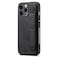Omio Designed for iPhone 13 Pro Leather Case with Stand Strap Wrist Strap Leather Back Cover Hard PC Shockproof Finger Grip Case for Men Women Girls Black