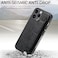 Omio Designed for iPhone 13 Pro Leather Case with Stand Strap Wrist Strap Leather Back Cover Hard PC Shockproof Finger Grip Case for Men Women Girls Black