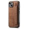 Omio Designed for iPhone 15 Leather Case with Stand Strap Wrist Strap Leather Back Cover Hard PC Shockproof Finger Grip Case for Men Women Girls Brown