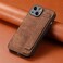 Omio Designed for iPhone 15 Leather Case with Stand Strap Wrist Strap Leather Back Cover Hard PC Shockproof Finger Grip Case for Men Women Girls Brown